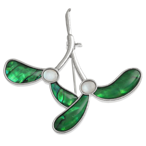 paua-shell,green,brooch,mistletoe