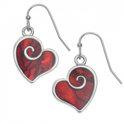 earrings,hearts,paua,abalone,red
