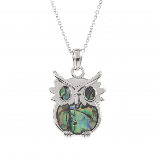 owl,necklace,paua-shell