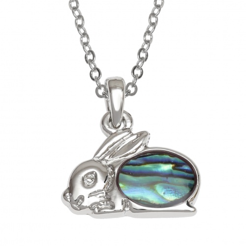 rabbit,necklace,paua-shell