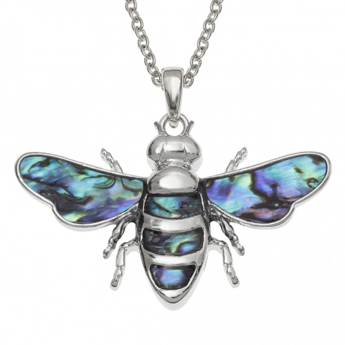 bee,honeybee,necklace,pendant,paua-shell