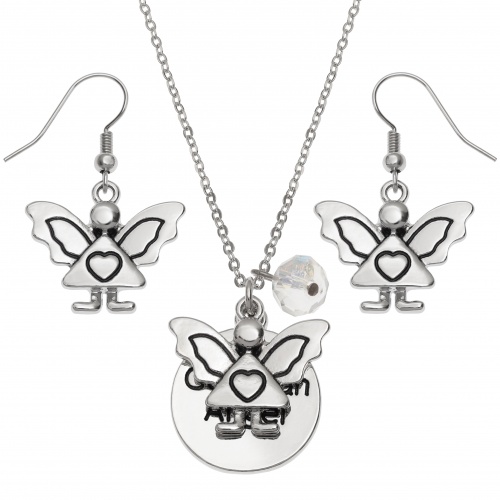 angel,earrings,necklace
