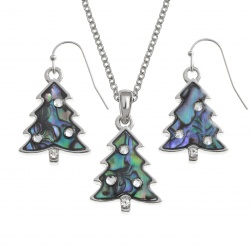 Christmas,tree,earrings,necklace,paua-shell,abalone