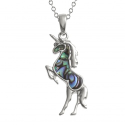unicorn,necklace,pendant,paua-shell
