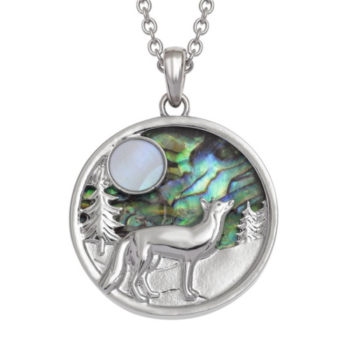 necklace, pendant, fox, full-moon