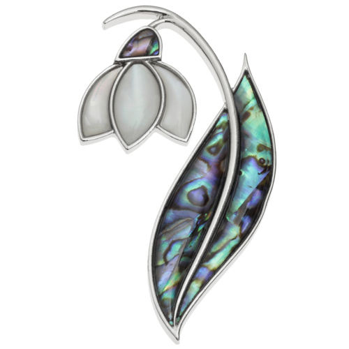 snowdrop,brooch,paua-shell,mother-of-pearl
