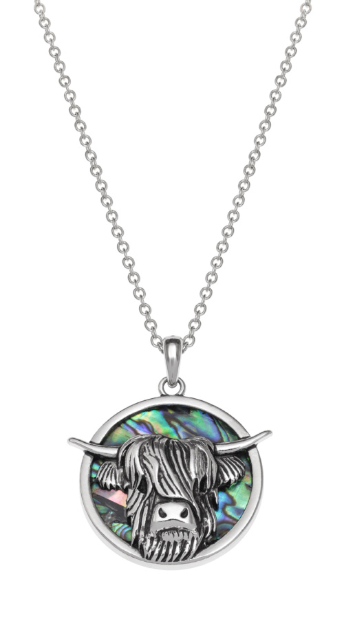 highland-cow,cow,necklace,paua-shell,abalone