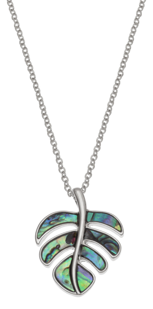 paua-shell,abalone,leaf,cheese-plant,monstera-deliciosa,necklace,pendant,jewellery