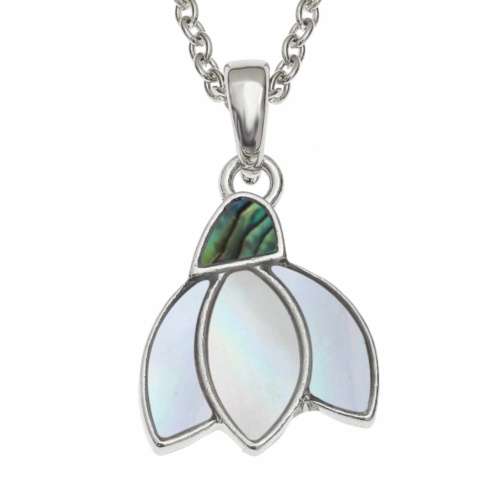 snowdrop,necklace,paua-shell,mother-of-pearl,flower,pendant