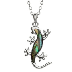 gecko,paua-shell,necklace