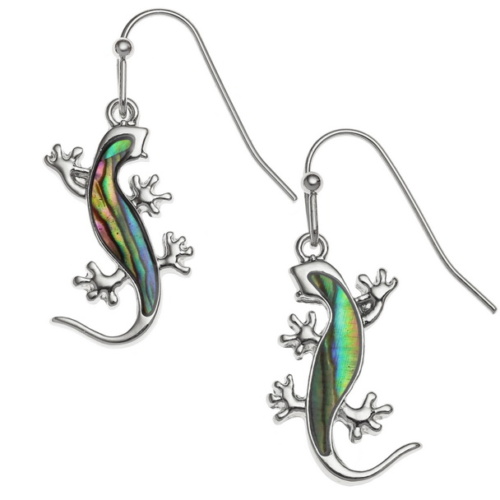 gecko,paua-shell,earrings