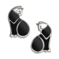 black-cat,earrings,studs