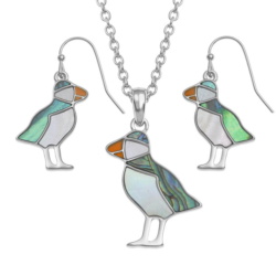 puffins,earrings,necklace,paua-shell,mother-of-pearl,jewellery