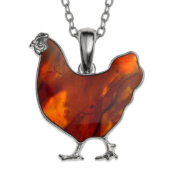 hen,pendant,necklace,paua-shell,jewellery