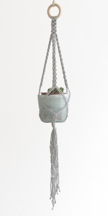 Macrame,handcrafted,grey,cotton,plant-hanger