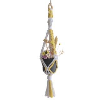 planthanger,yellow,white,handcrafted