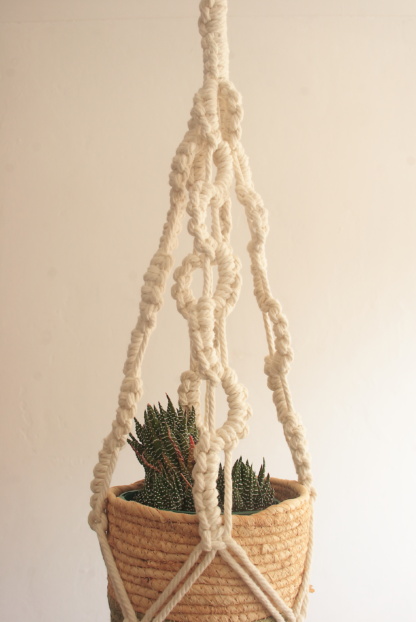 planthanger,cream,gold,handcrafted, macrame